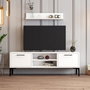 Hanah Home Mueble TV Riga Blanco 140x48x30cm Tablero Melamina 18mm Estante Pared 80cm